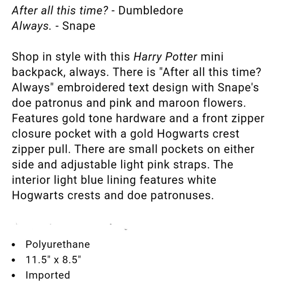 NWT Loungefly Harry Potter Floral mini backpack set - Picture 9 of 16